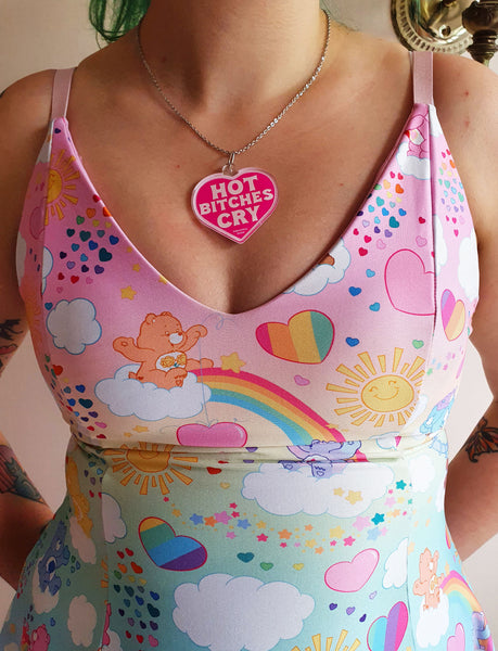 Hot Bitches Cry - Hot Pink Heart Necklace