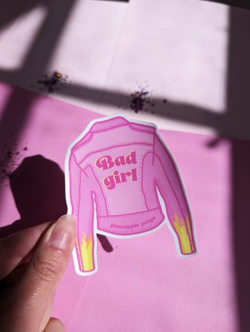 Bad Girl - Pink Motorbike Jacket Sticker