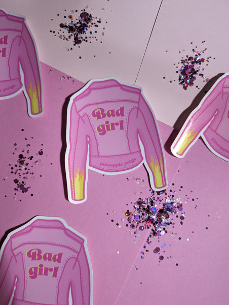 Bad Girl - Pink Motorbike Jacket Sticker