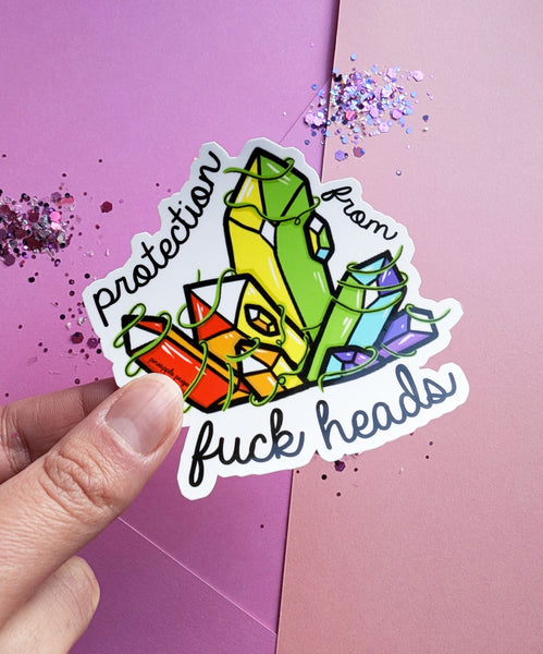 Protection From Fuck Heads- Crystal Sticker