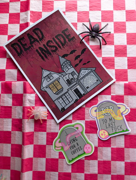 Dead Inside - Haunted House Halloween Wall Print