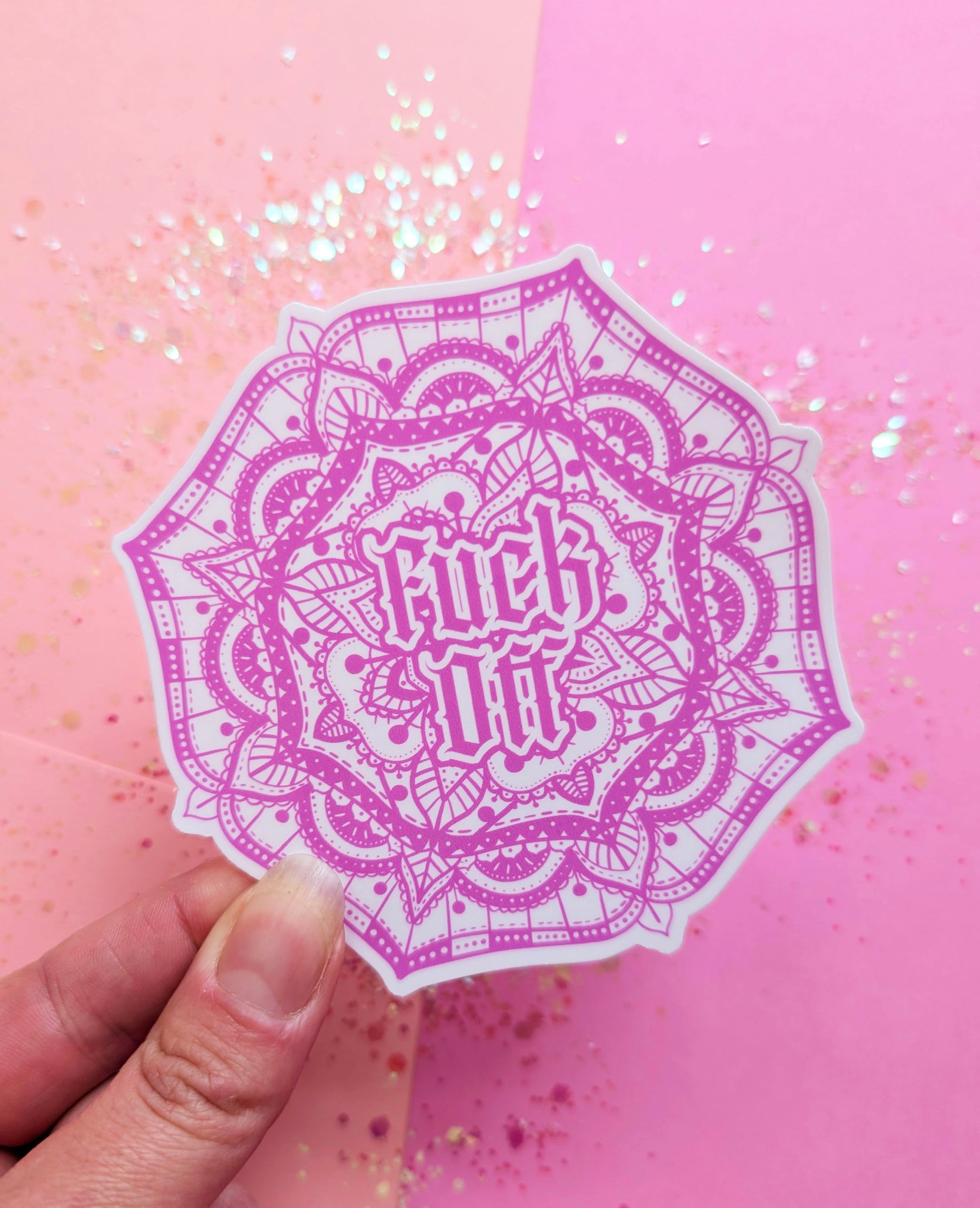 Fuck Off - Pink Mandala Sticker