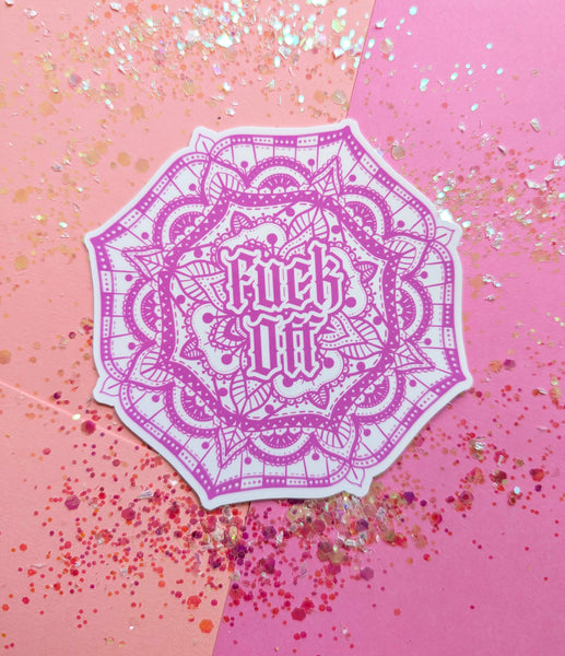 Fuck Off - Pink Mandala Sticker