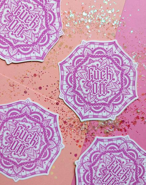 Fuck Off - Pink Mandala Sticker