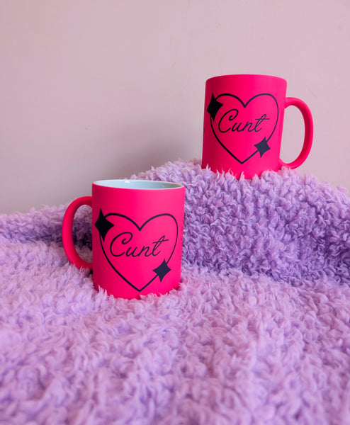 Cunt - Sparkle Heart Neon Pink Mug