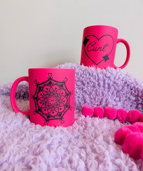 Cunt - Sparkle Heart Neon Pink Mug