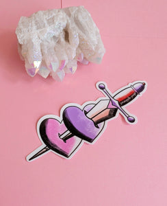 Dagger and Hearts Sticker