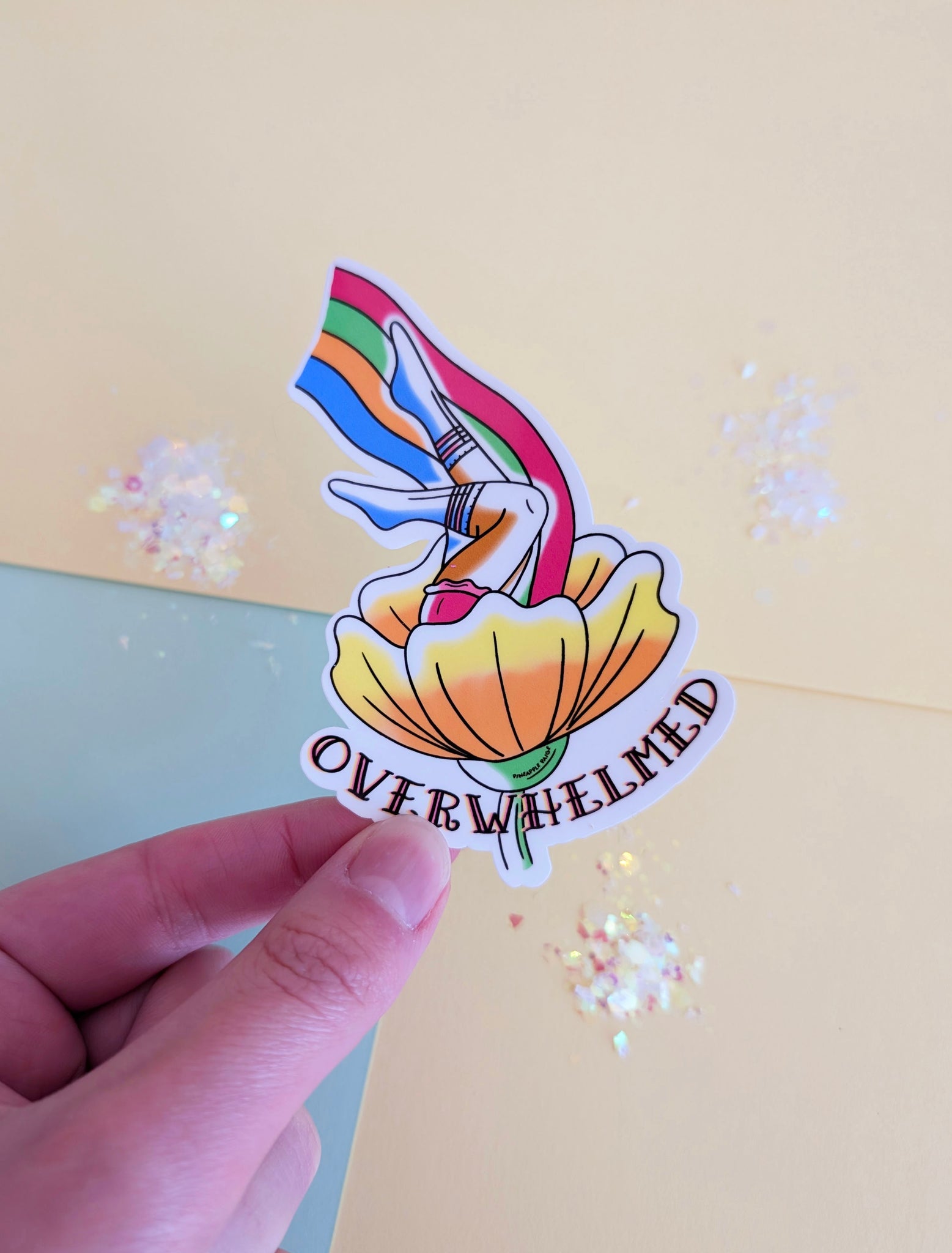 Overwhelmed - Floral Tattooed Girl Legs Sticker