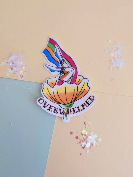 Overwhelmed - Floral Tattooed Girl Legs Sticker