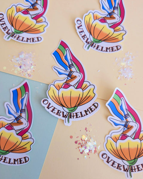 Overwhelmed - Floral Tattooed Girl Legs Sticker