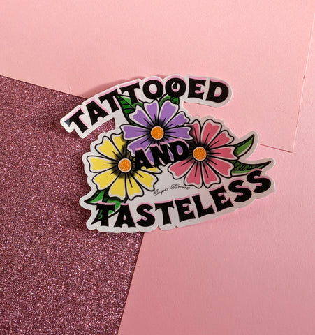 Tattooed and Trashy - Flower Sticker