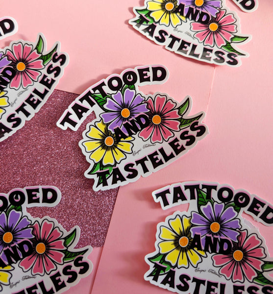 Tattooed and Trashy - Flower Sticker