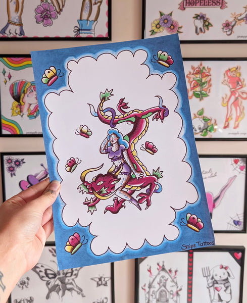 Dragon Rider Tattoo Print