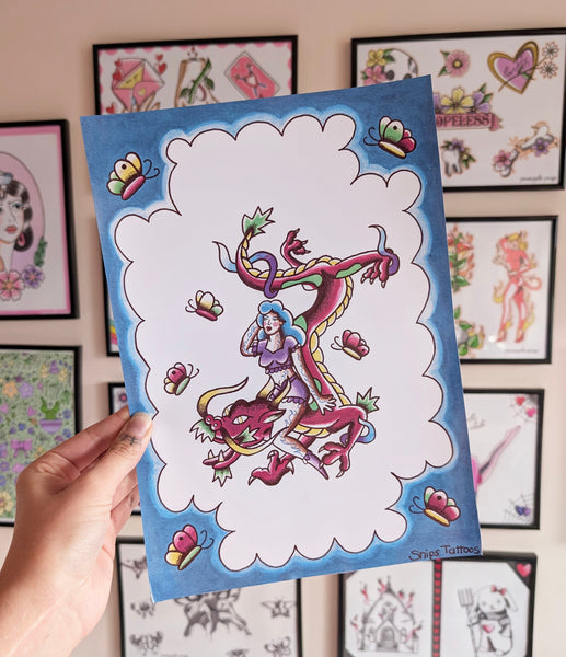 Dragon Rider Tattoo Print