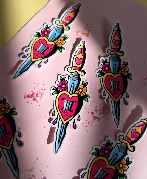 Hearts and Dagger Sticker