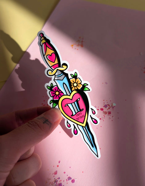 Hearts and Dagger Sticker
