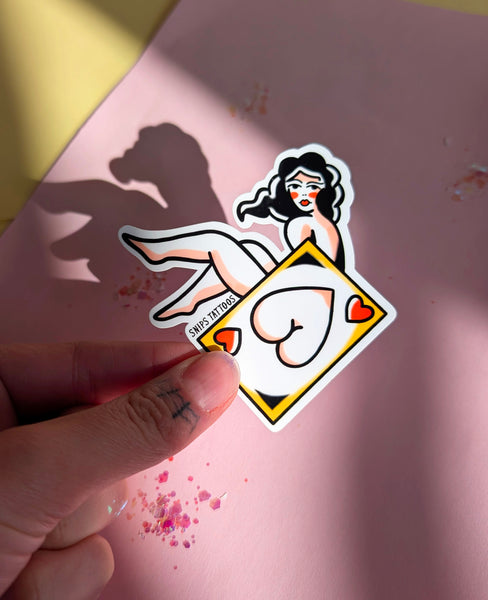 Playing card Naked Lady Tattoo Sticker