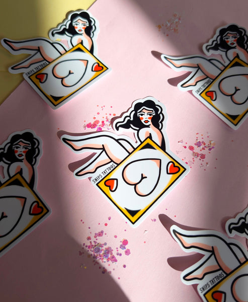 Playing card Naked Lady Tattoo Sticker