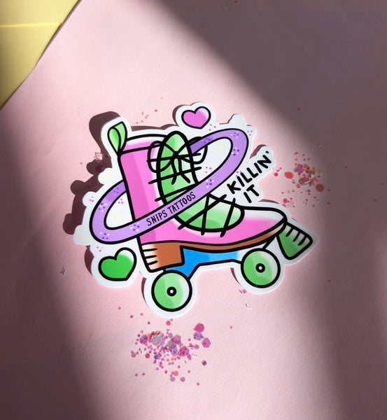 Killin' It Roller Skates in Outer Space Tattoos