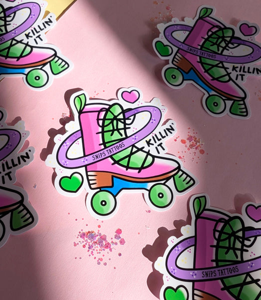 Killin' It Roller Skates in Outer Space Tattoos