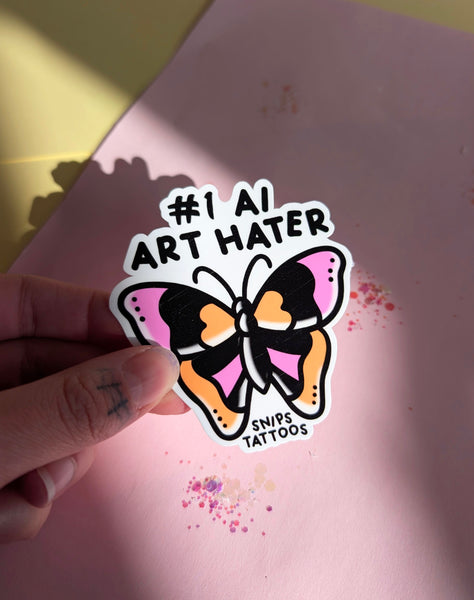 #1 AI Art Hater Butterfly Sticker