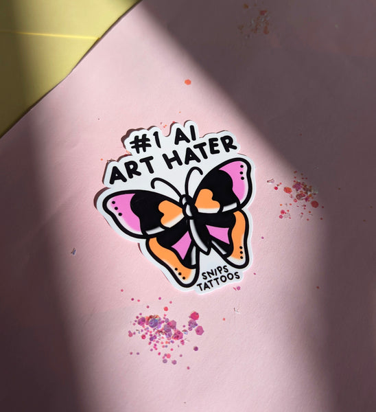 #1 AI Art Hater Butterfly Sticker