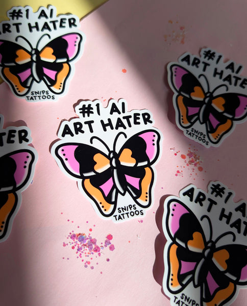 #1 AI Art Hater Butterfly Sticker