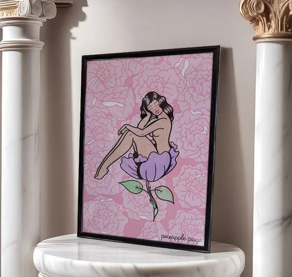 Lady In A Flower - Digital Art Print