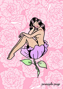 Lady In A Flower - Digital Art Print