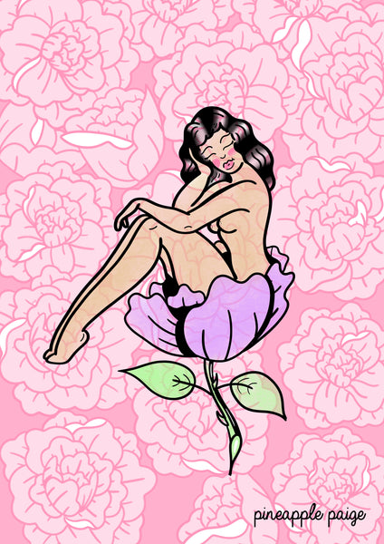 Lady In A Flower - Digital Art Print