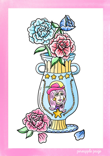 Cowgirl Vase - Digital Artwork