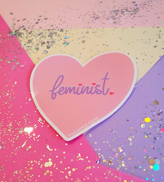 Feminist Sticker- Pink Heart