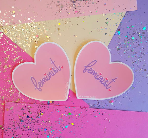 Feminist Sticker- Pink Heart