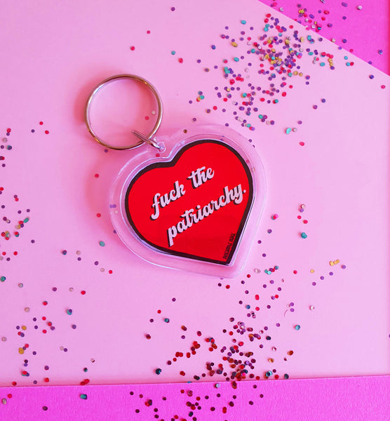 Fuck The Patriarchy Keychain- Red