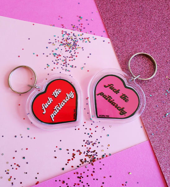 Fuck The Patriarchy Keychain- Red