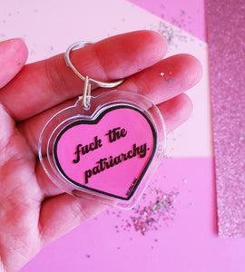 Fuck The Patriarchy Keychain- Pink