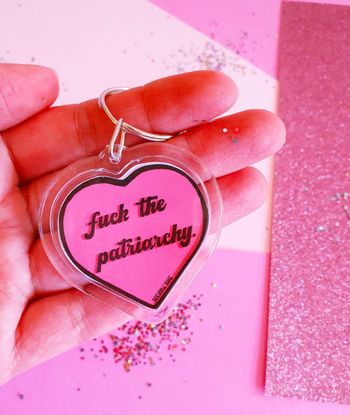 Fuck The Patriarchy Earrings- Pink