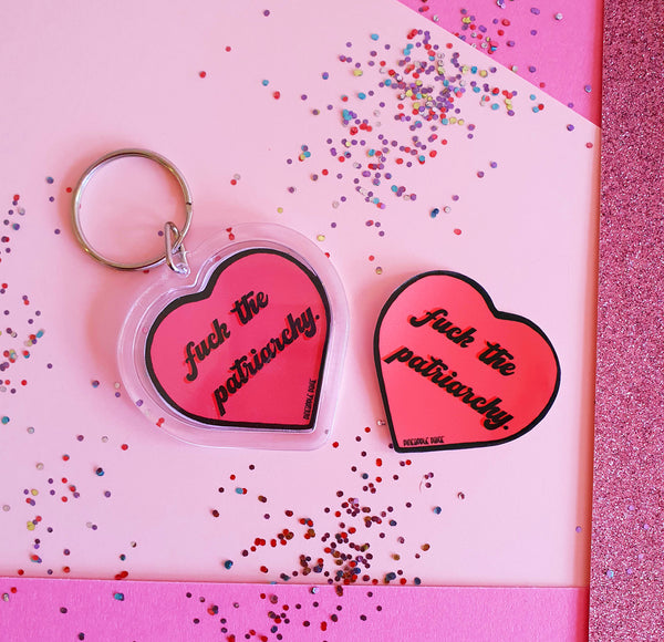 Fuck The Patriarchy Earrings- Pink