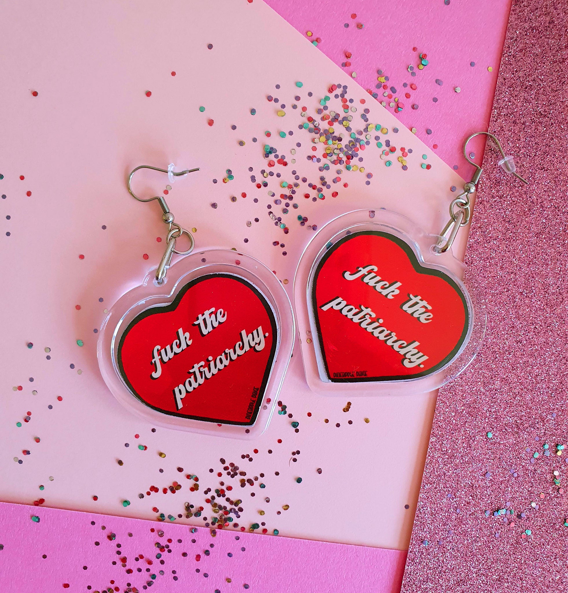 Fuck The Patriarchy Earrings- Red