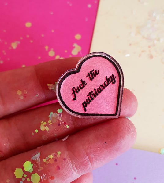 Fuck The Patriarchy Pin- Pink Pin