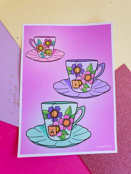 Emotional Tea Cups Print