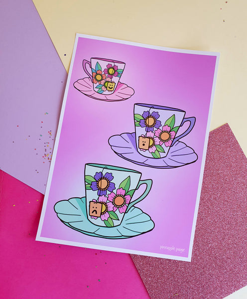 Emotional Tea Cups Print