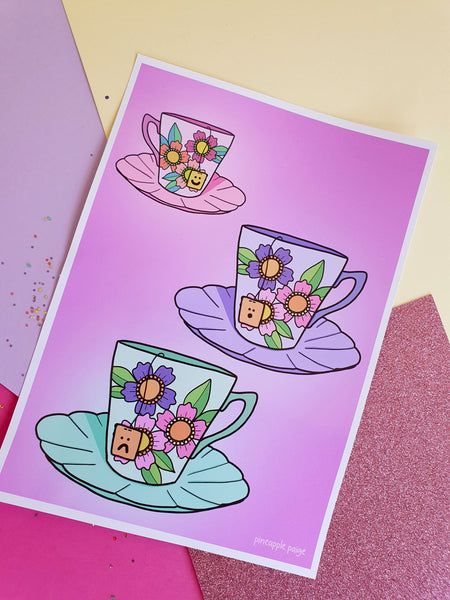 Emotional Tea Cups Print