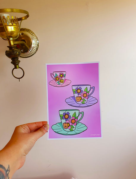 Emotional Tea Cups Print