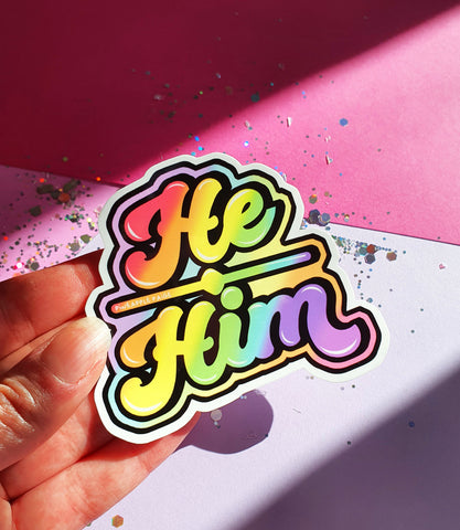 He / Him Pronoun Sticker