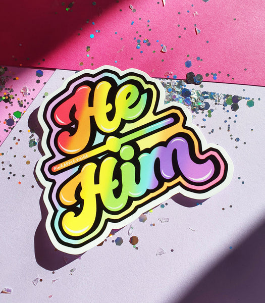 He / Him Pronoun Sticker