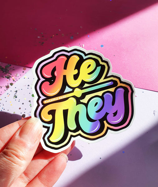 He / They Pronoun Sticker