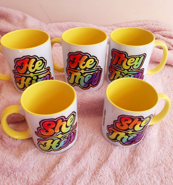 He / Him Pronoun Mug