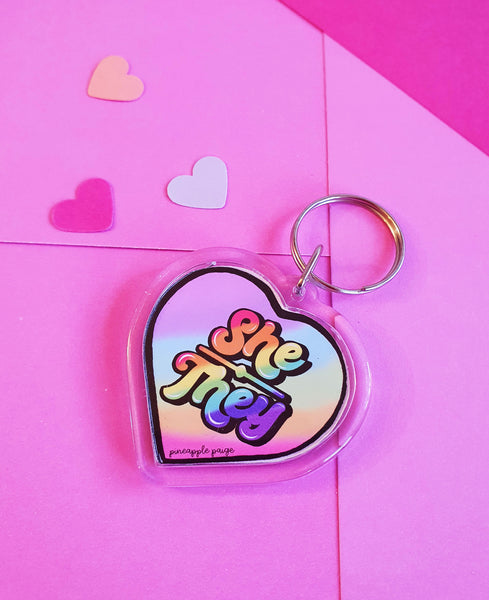 She / They Keychain