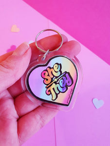 She / They Keychain